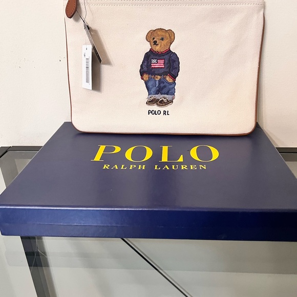 SOLD 🤷‍♀️😃Ralph Lauren Polo Bear Beige Pouch Toiletry Cosmetic Bag NWT - Picture 2 of 15